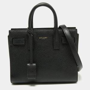 Pre Owned حقيبة يد سان لوران نانو كلاسيك ساك دو جور جلد أسود