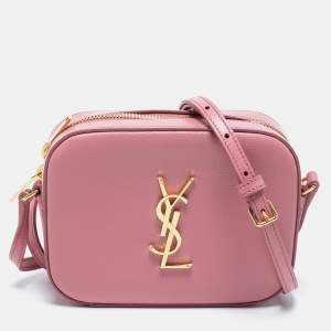 Pre Owned Saint Laurent Nude Pink Leather Classic Monogram Camera Bag
