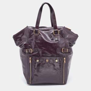 Pre Owned Saint Laurent Purple Leather Downtown Tote