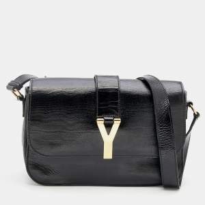 Pre Owned Yves Saint Laurent Black Textured Leather Large Chyc Shoulder Bag