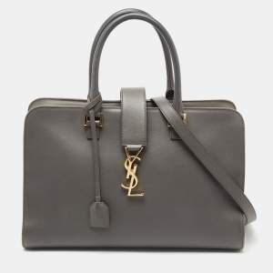 مملوكة مسبقًا Saint Laurent Grey Leather Monograme Cabas Tote