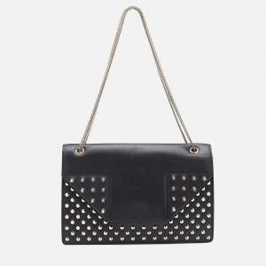 Saint Laurent Black Leather Betty Studded Flap Shoulder Bag