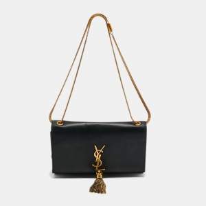 Saint Laurent Black Leather Medium Kate Tassel Shoulder Bag