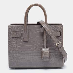 Saint Laurent Grey Croc Embossed Leather Nano Classic Sac De Jour Tote