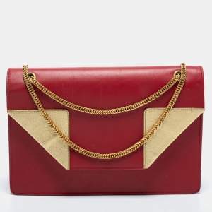 Saint Laurent Red/Gold Leather Medium Betty Shoulder Bag