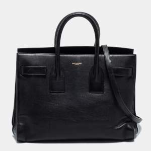 Saint Laurent Black Leather Small Classic Sac De Jour Tote