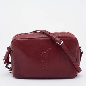 Saint Laurent Red Leather Small Monogram Lou Camera Bag