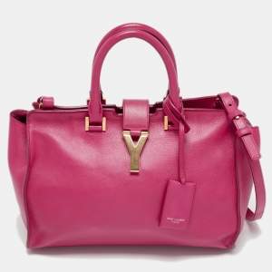 Saint Laurent Pink Grained Leather Small Cabas Chyc Tote