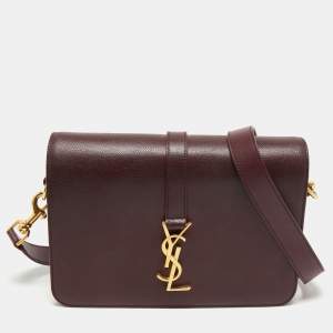 Saint Laurent Burgundy Leather Medium Monogram Universite Shoulder Bag