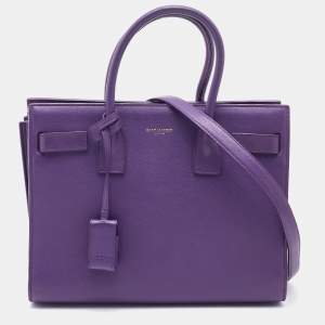 Saint Laurent Purple Leather Small Classic Sac De Jour Tote