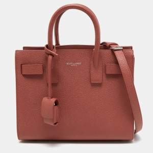 Saint Laurent Mystic Rose Leather Nano Classic Sac De Jour Tote