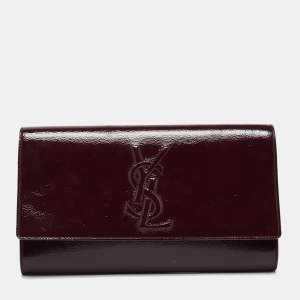 Yves Saint Laurent Burgundy Patent Leather Belle De Jour Flap Clutch