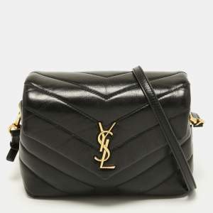 Saint Laurent Black Quilted Leather Loulou Toy Shoulder Bag