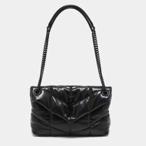 Saint Laurent Black Quilted Leather Small Puffer Chain Shoulder Bag