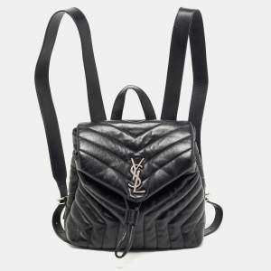 Saint Laurent Black Y Quilted Leather Loulou Backpack