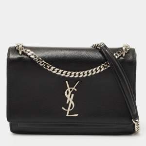 Saint Laurent Black Leather Medium Sunset Shoulder Bag