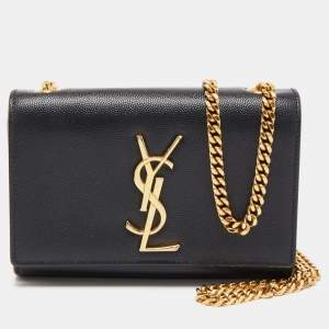 Saint Laurent Black Leather Monogram Kate Chain Bag