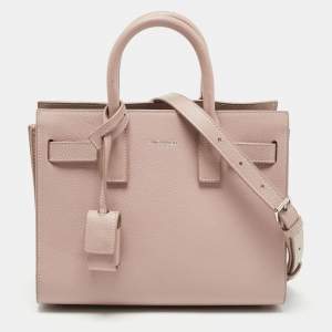 Saint Laurent Old Rose Leather Nano Classic Sac De Jour Tote