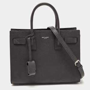 Saint Laurent Black Leather Baby Classic Sac De Jour Tote