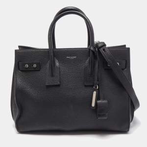 Saint Laurent Black Leather Small Classic Sac De Jour Tote