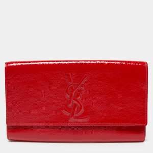 Yves Saint Laurent Red Patent Leather Belle De Jour Flap Clutch