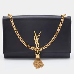 Saint Laurent Black Leather Medium Kate Tassel Shoulder Bag