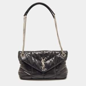 Saint Laurent Black Quilted Leather Small Puffer Chain Bag 