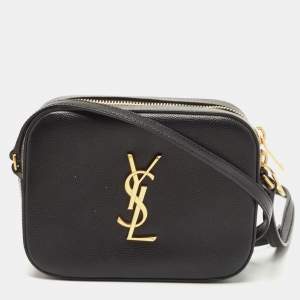 Saint Laurent Black Leather Classic Monogram Camera Bag