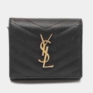 Saint Laurent Black Monogram Trifold Wallet
