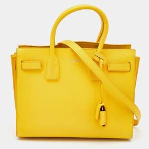Saint Laurent Yellow Leather Baby Classic Sac De Jour Tote
