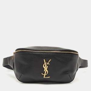 Saint Laurent Black Leather Monogram Belt Bag