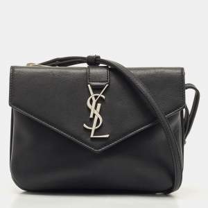 Saint Laurent Black Leather Tri Pocket Crossbody Bag