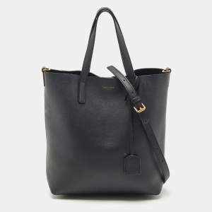 Saint Laurent Black Leather Toy Shopper Tote