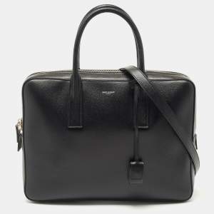 Saint Laurent Black Grain Leather Small Museum Briefcase