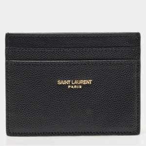 Saint Laurent Black Leather Logo Card Holder