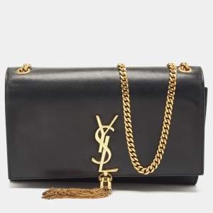 Saint Laurent Black Leather Medium Kate Tassel Chain Bag