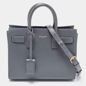 Saint Laurent Grey Leather Nano Classic Sac De Jour Tote