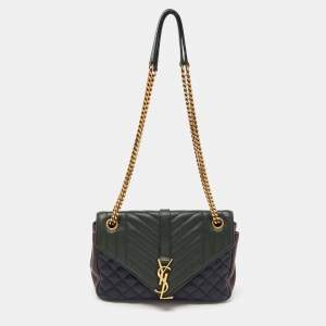 Saint Laurent Tri Color Matelasse Leather Envelope Shoulder Bag