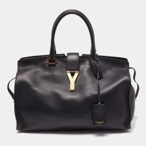 Saint Laurent Black Leather Medium Cabas Chyc Tote