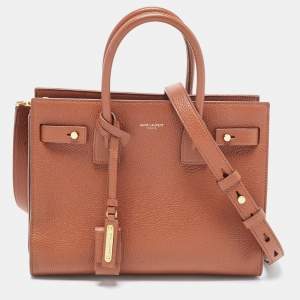 Saint Laurent Brown Leather Baby Sac De Jour Souple Tote