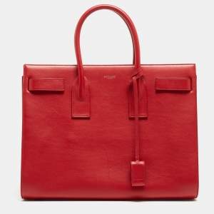 Saint Laurent Red Leather Large Sac De Jour Tote