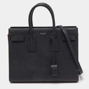 Saint Laurent Black Grain Leather Small Classic Sac De Jour Tote