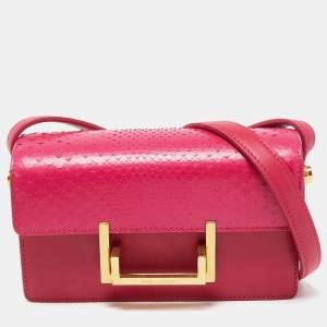 Saint Laurent Pink Leather and Python Small Lulu Shoulder Bag