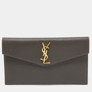 Saint Laurent Grey Leather Uptown Clutch 