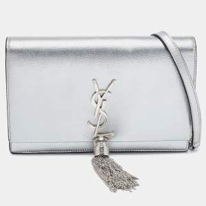 Saint Laurent Grey Leather Kate Tassel Shoulder Bag