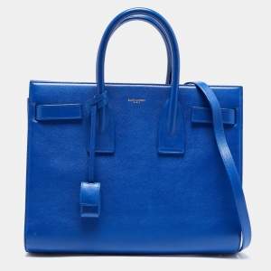 Saint Laurent Blue Leather Small Classic Sac De Jour Tote