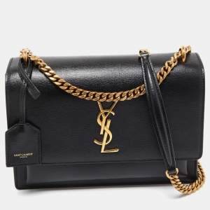 Saint Laurent Black Leather Medium Sunset Shoulder Bag