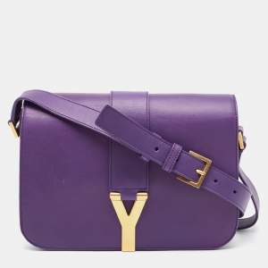 Saint Laurent Purple Leather Ligne Y Crossbody Bag