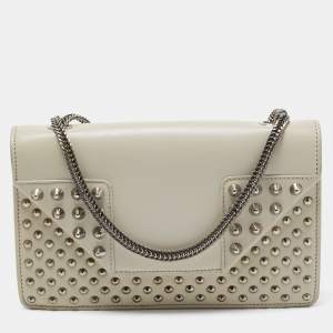 Saint Laurent Cream Leather Studded Betty Shoulder Bag