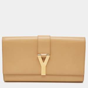 Saint Laurent Beige Leather Y-Ligne Clutch